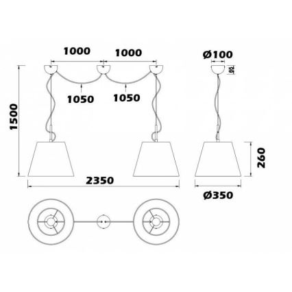 Trio -  Lampadario su filo ANDREUS 2xE27/60W/230V