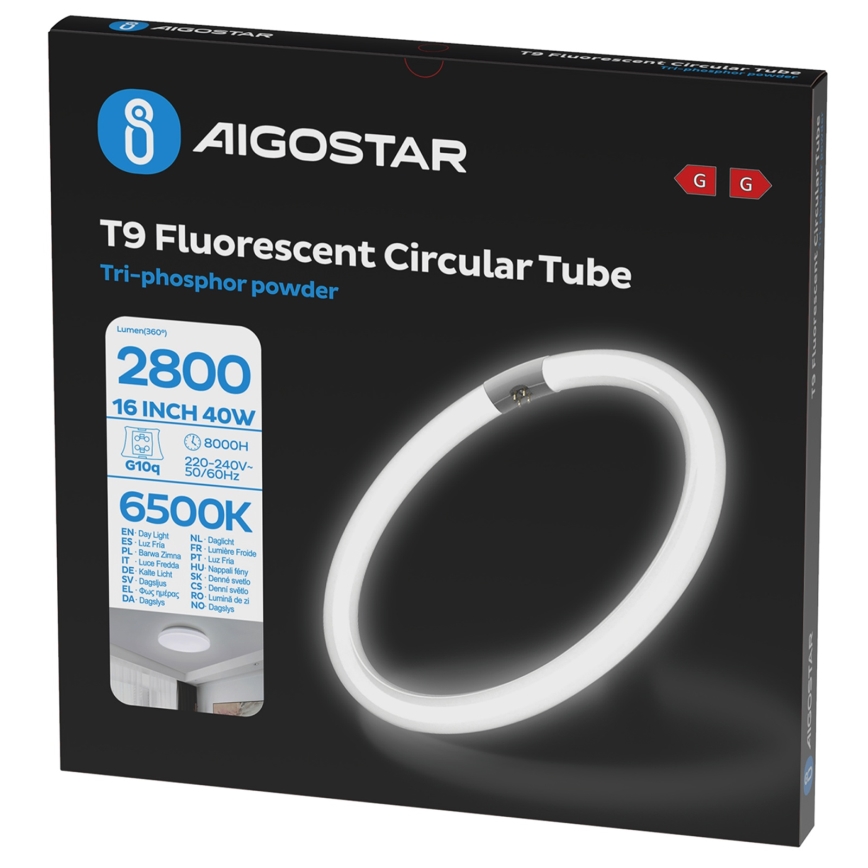 Tubo fluorescente T9 G10q/40W/230V 6500K - Aigostar