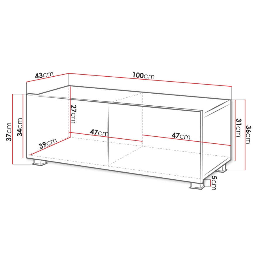 TV tavolo CALABRINI 37x100 cm bianco