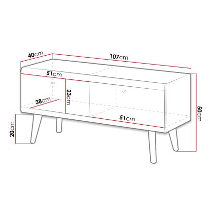 TV tavolo PRIMO 50x107 cm marrone/bianco