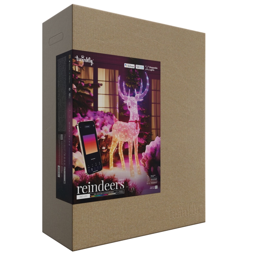 Twinkly - Renna natalizia LED RGBW dimmerabile da esterno REINGEERS 250xLED IP44 Wi-Fi