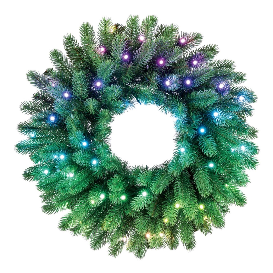 Twinkly - LED RGB Dimmerabile Ghirlanda di Natale PRE-LIT WREATH 50xLED diametro 61cm Wi-Fi
