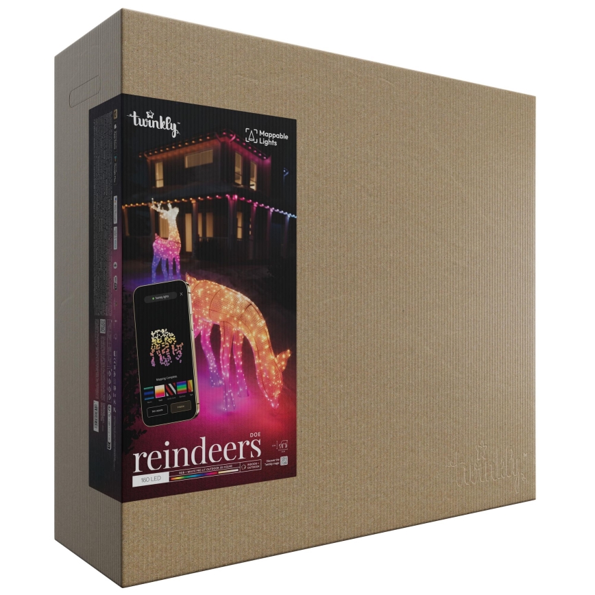 Twinkly - LED RGBW Dimmerabile renne natalizie da esterno 160xLED IP44 Wi-Fi