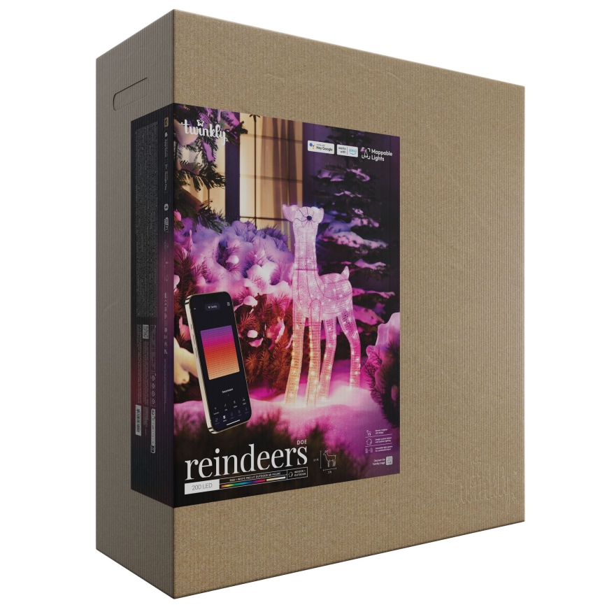 Twinkly - Renna natalizia da esterno dimmerabile LED RGBW REINGEERS 200xLED IP44 Wi-Fi