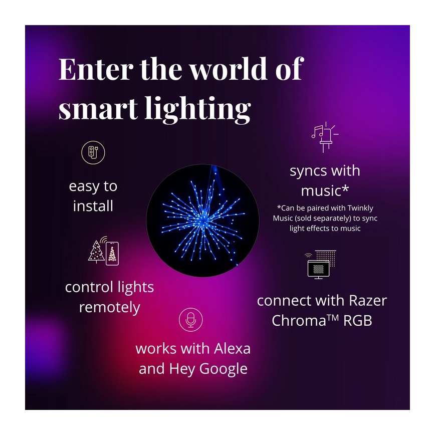 Twinkly - LED RGB Dimmerabile per esterni Stella di Natale SPRITZER 200xLED IP44 Wi-Fi