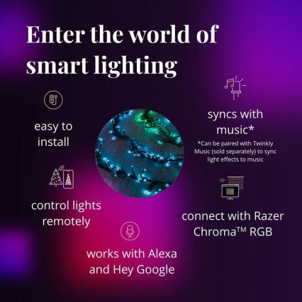 Twinkly - LED RGBW Dimmerabile per esterni Catena natalizia CLUSTER 400xLED 9,5m IP44 Wi-Fi