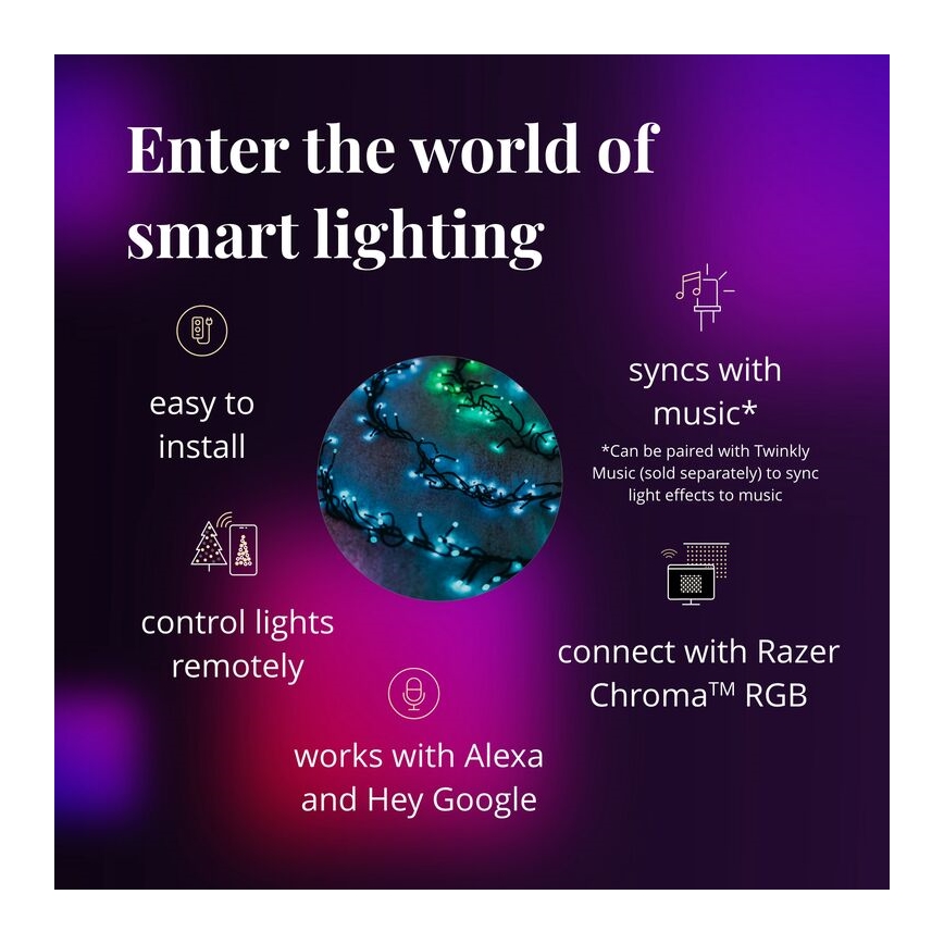 Twinkly - LED RGBW Dimmerabile per esterni Catena natalizia CLUSTER 400xLED 9,5m IP44 Wi-Fi