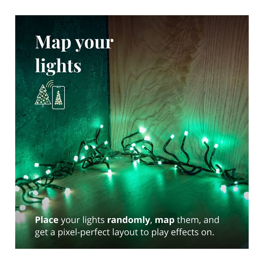 Twinkly - LED RGBW Dimmerabile per esterni Catena natalizia CLUSTER 400xLED 9,5m IP44 Wi-Fi