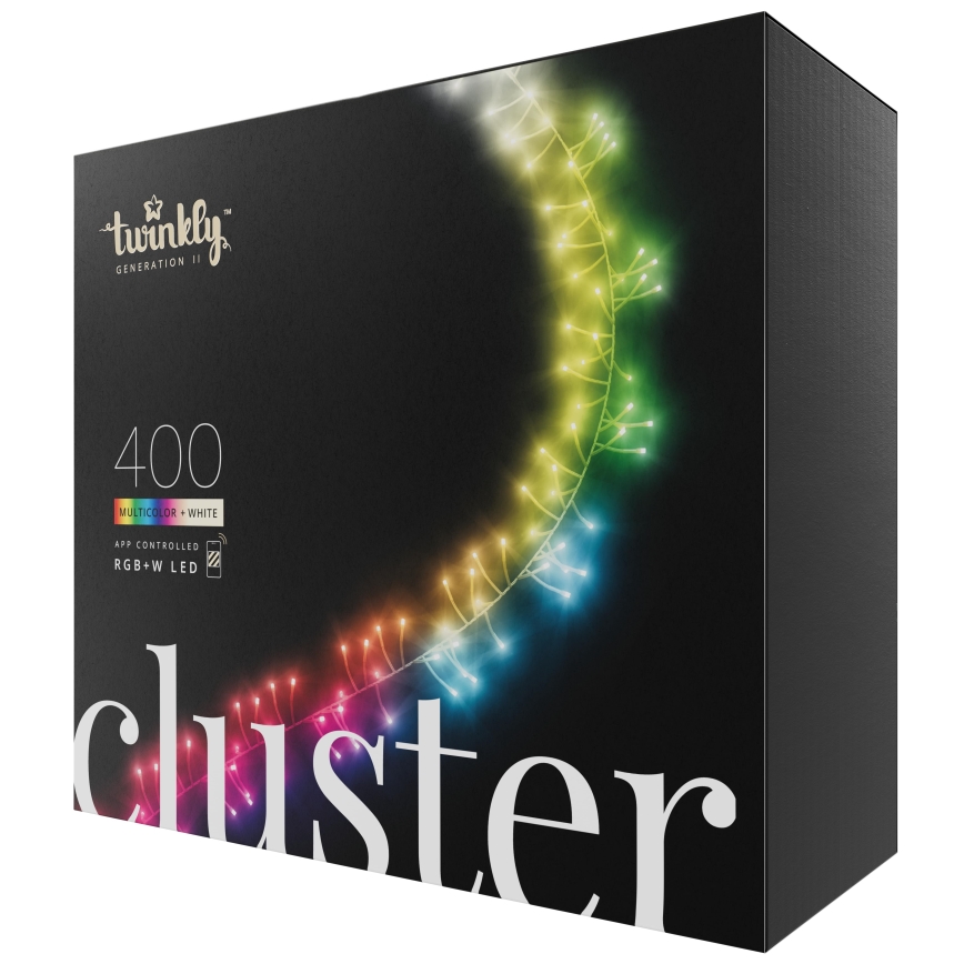 Twinkly - LED RGBW Dimmerabile per esterni Catena natalizia CLUSTER 400xLED 9,5m IP44 Wi-Fi