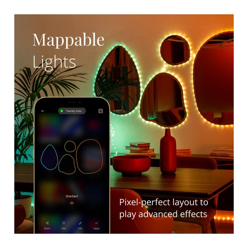 Twinkly - LED RGB Striscia dimmerabile DOTS 60xLED 3 m Wi-Fi USB