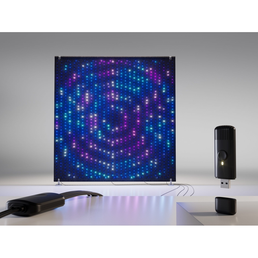 Twinkly - Tenda natalizia da esterno LED RGBW dimmerabile LIGHTWALL 1120xLED 2,6x2,7 m IP44 Wi-Fi + Dongle musicale