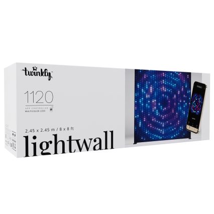 Twinkly - LED RGBW tenda luminosa natalizia dimmerabile per esterni LIGHTWALL 1120xLED 2,6x2,7 m IP44 Wi-Fi + dongle musicale