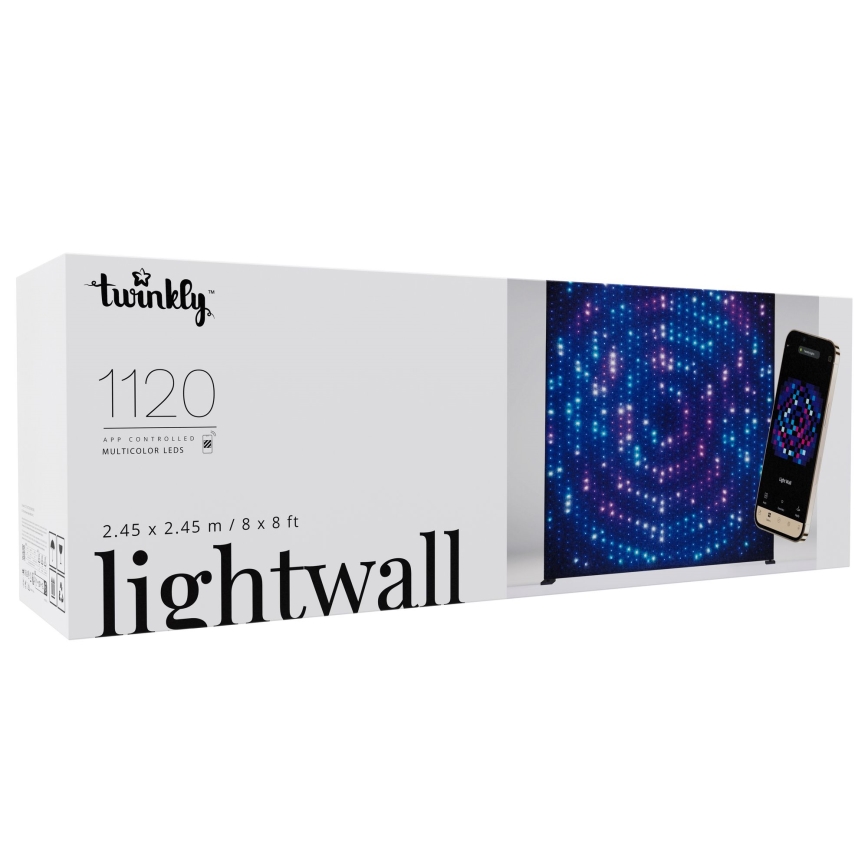 Twinkly - LED RGBW tenda luminosa natalizia dimmerabile per esterni LIGHTWALL 1120xLED 2,6x2,7 m IP44 Wi-Fi + dongle musicale