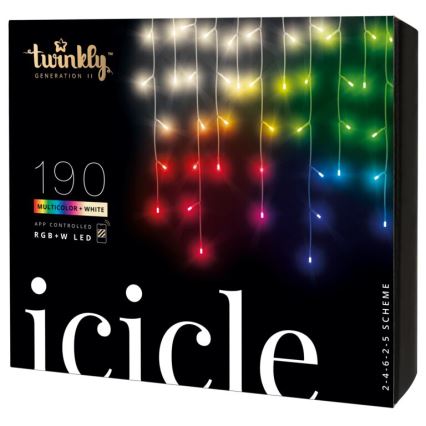 Twinkly - LED RGBW Dimmerabile per esterni Tenda natalizia ICICLE 190xLED 11,5m IP44 Wi-Fi