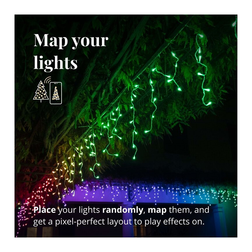 Twinkly - LED RGB Dimmerabile per esterni Tenda natalizia ICICLE 190xLED 11,5m IP44 Wi-Fi