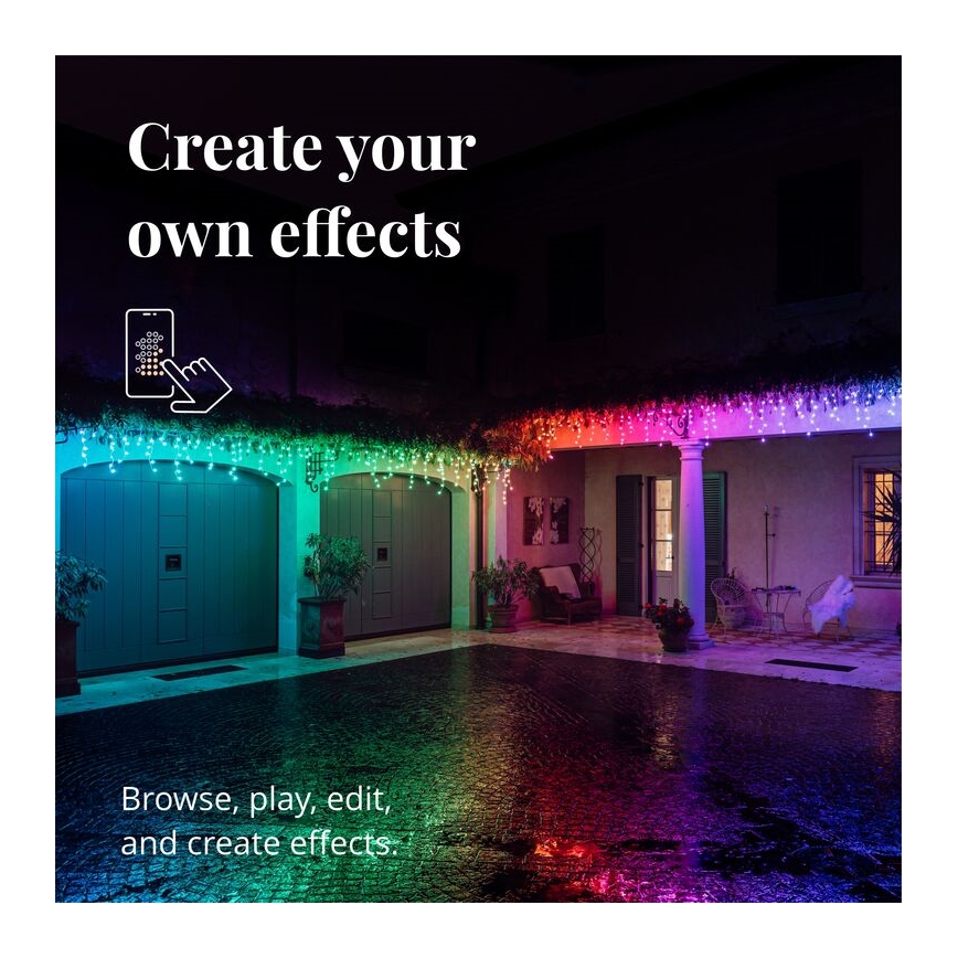 Twinkly - LED RGB Dimmerabile per esterni Tenda natalizia ICICLE 190xLED 11,5m IP44 Wi-Fi