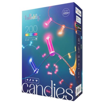 Twinkly - LED RGB Dimmerabile Catena natalizia CANDIES 200xLED 14 m USB Wi-Fi