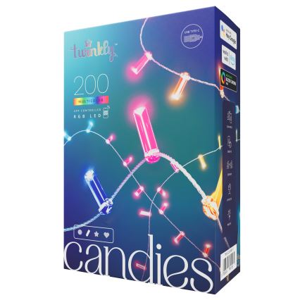 Twinkly - LED RGB Dimmerabile Catena natalizia CANDIES 200xLED 14 m USB Wi-Fi