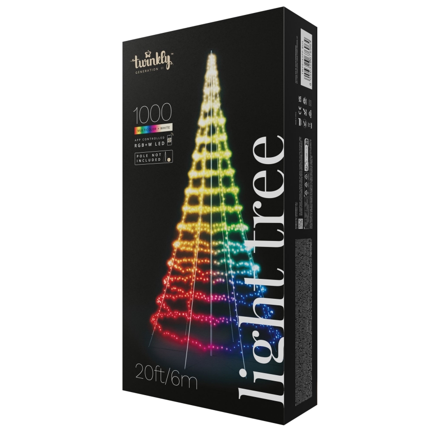 Twinkly - Albero di Natale da esterno con luci LED RGBW dimmerabili LIGHT TREE 1000xLED 6 m IP44 Wi-Fi