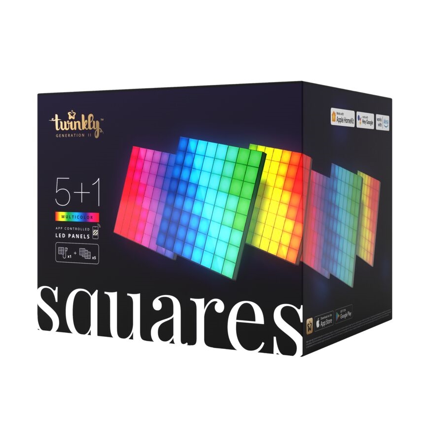 Twinkly - SET 6xLED RGB Pannello dimmerabile SQUARES 64xLED 16x16 cm Wi-Fi