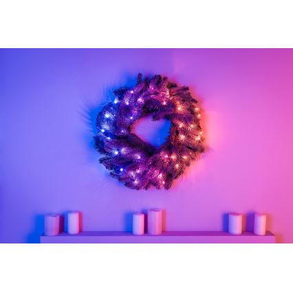 Twinkly - LED RGB Dimmerabile Ghirlanda di Natale PRE-LIT WREATH 50xLED diametro 61cm Wi-Fi