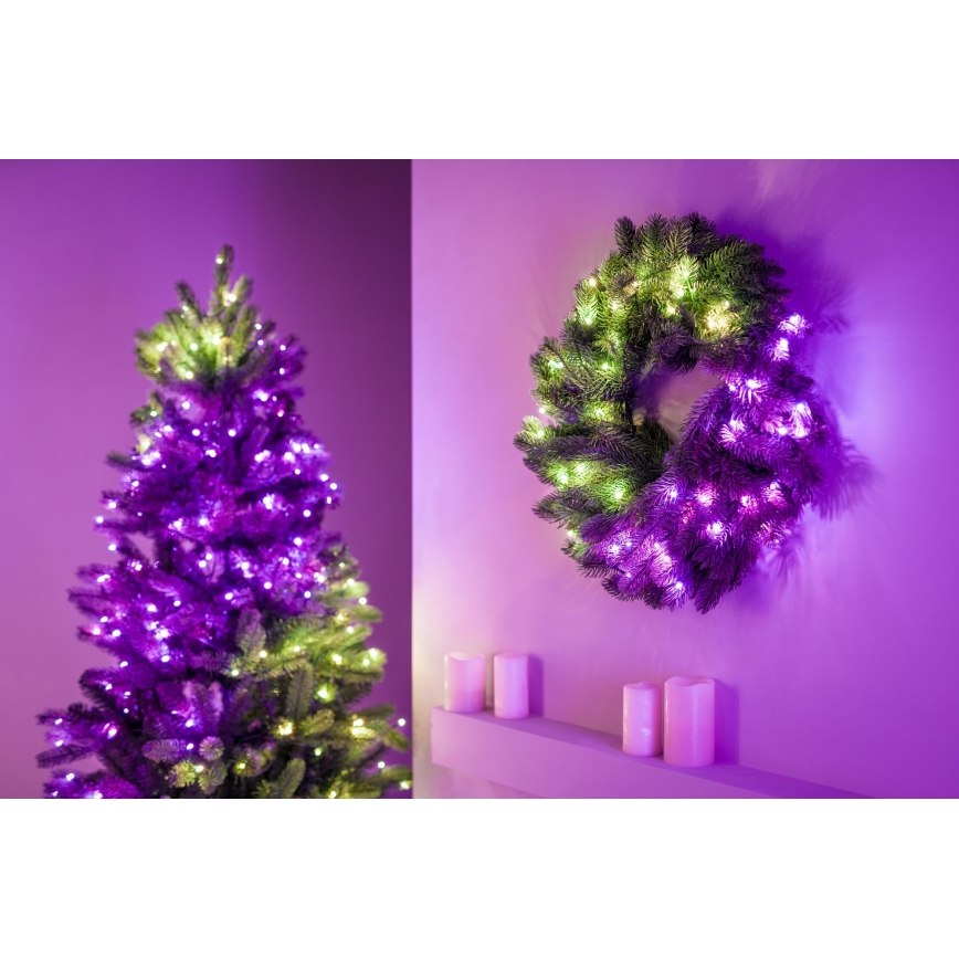 Twinkly - LED RGB Dimmerabile Ghirlanda di Natale PRE-LIT WREATH 50xLED diametro 61cm Wi-Fi