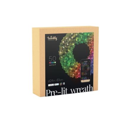 Twinkly - LED RGB Dimmerabile Ghirlanda di Natale PRE-LIT WREATH 50xLED diametro 61cm Wi-Fi