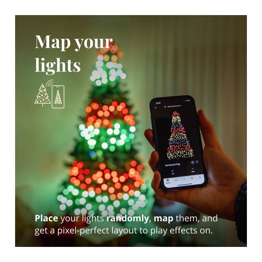 Twinkly - Catena luminosa LED RGBW dimmerabile per esterni STRINGS 250 LED 23,5 m IP44 Wi‑Fi