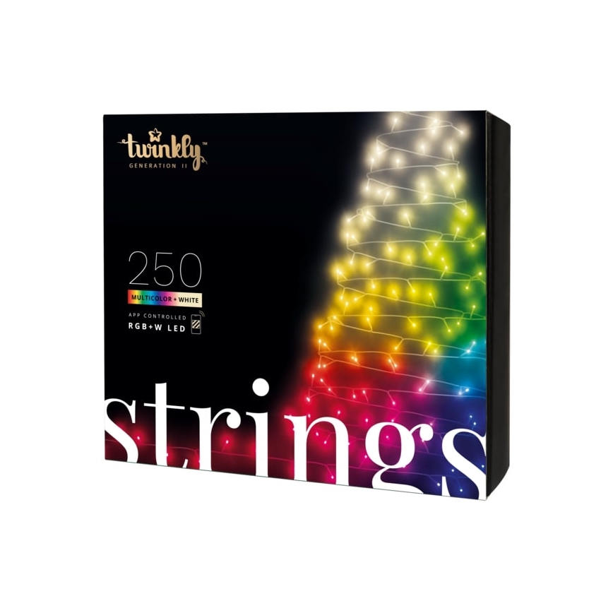 Twinkly - Catena luminosa LED RGBW dimmerabile per esterni STRINGS 250 LED 23,5 m IP44 Wi‑Fi