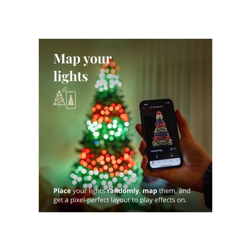 Twinkly - Catena LED RGBW dimmerabile da esterno STRINGS 250 LED 23,5m IP44 Wi-Fi