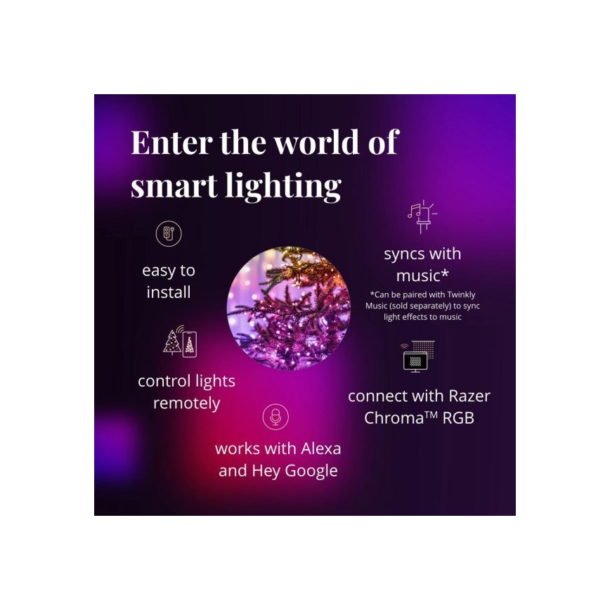 Twinkly - Catena LED RGBW dimmerabile da esterno STRINGS 250 LED 23,5m IP44 Wi-Fi