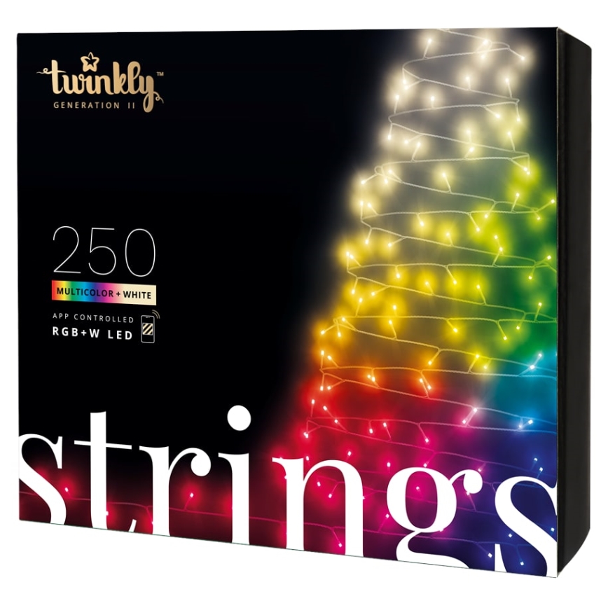 Twinkly - LED RGBW Dimmerabile per esterni Catena natalizia STRINGS 250xLED 23,5m IP44 Wi-Fi