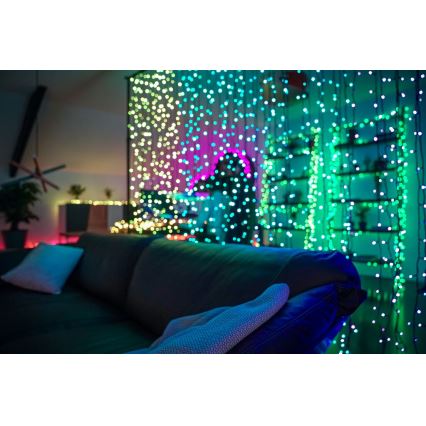 Twinkly - LED RGBW Dimmerabile per esterni Tenda natalizia CURTAIN 210xLED 6,1m IP44 Wi-Fi