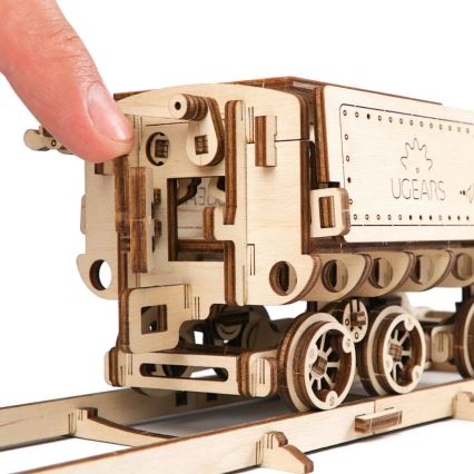 Ugears - 3D puzzle meccanico in legno V-Express locomotiva a vapore con carrello