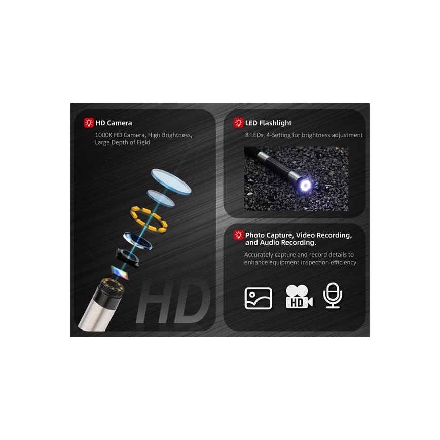 Uni-T UT663B - Endoscopio 3,7V 3000 mAh IP67 3m