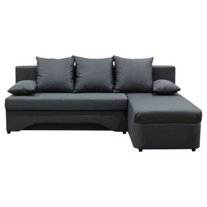 Divano angolare letto universale con contenitore a L ALMEIDA antracite