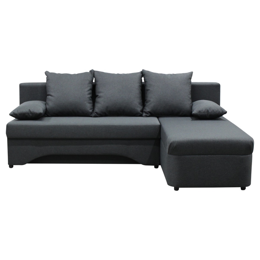 Divano angolare letto universale con contenitore a L ALMEIDA antracite