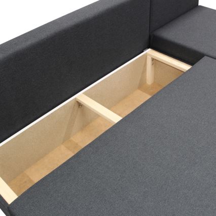 Divano angolare letto universale con contenitore a L ALMEIDA antracite