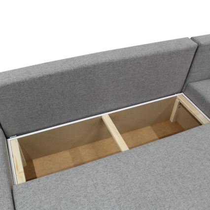 Divano letto angolare universale a U con contenitore ALMEIDA, grigio