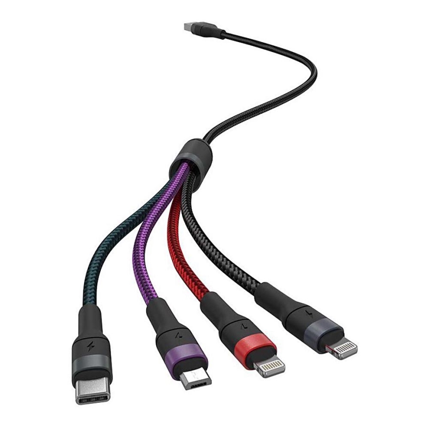 USB / USB Lightning / MicroUSB / USB-C 1,2m multicolore