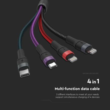 USB / USB Lightning / MicroUSB / USB-C 1,2m multicolore