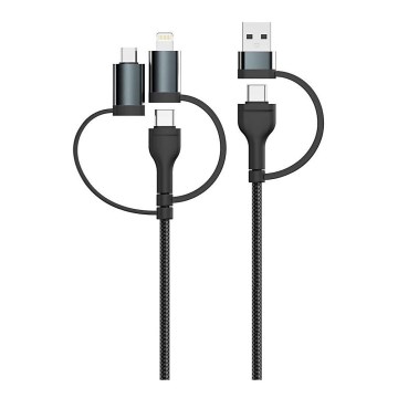 USB / USB Lightning / MicroUSB / USB-C 1,2m nero