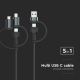 USB / USB Lightning / MicroUSB / USB-C 1,2m nero