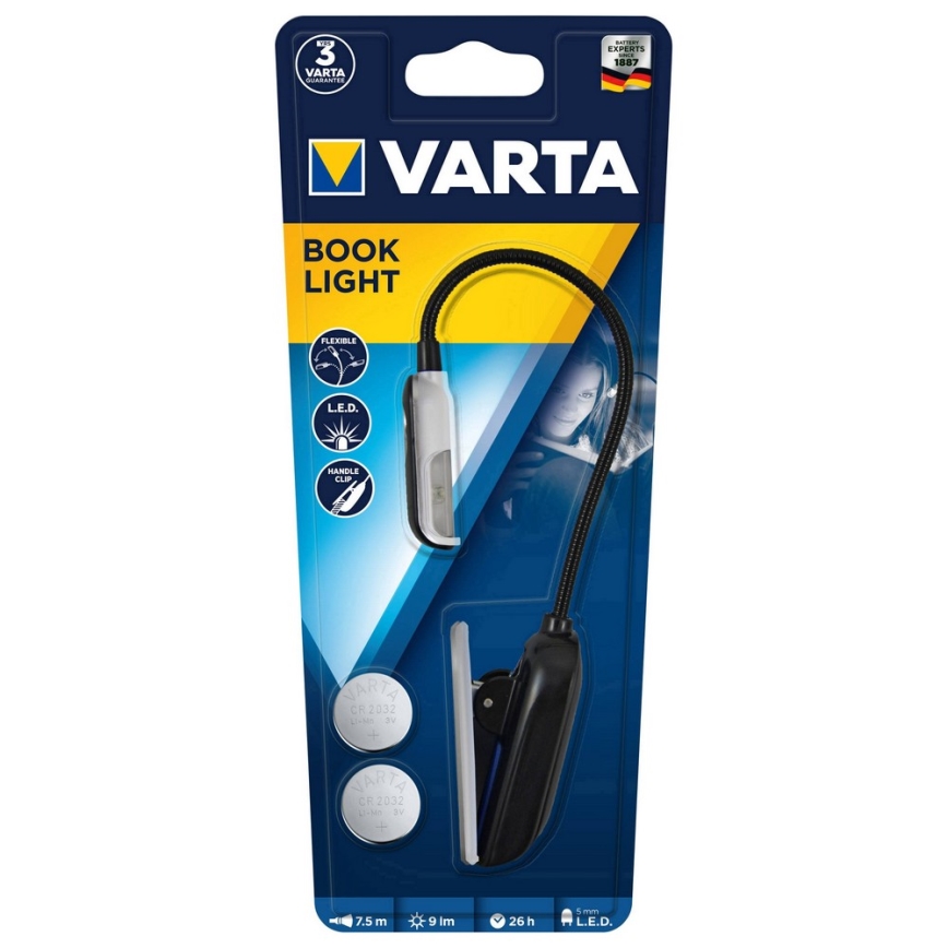 Varta 16618101421 - Lampada da tavolo LED con clip BOOK LIGHT LED/2xCR2032
