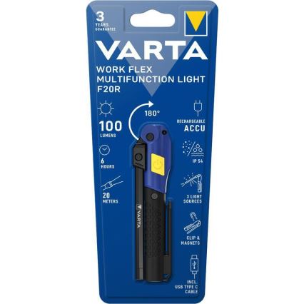 Varta 18649101401 - Torcia LED ricaricabile WORK FLEX F20R LED/5V IP54