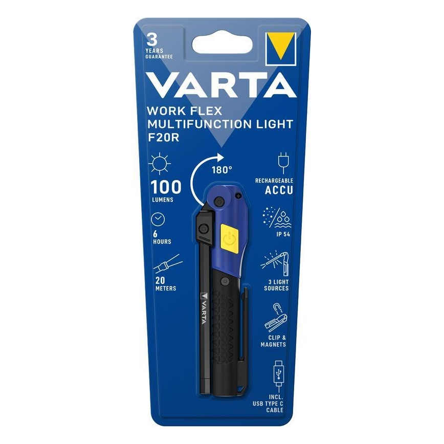 Varta 18649101401 - Torcia LED ricaricabile WORK FLEX F20R LED/5V IP54