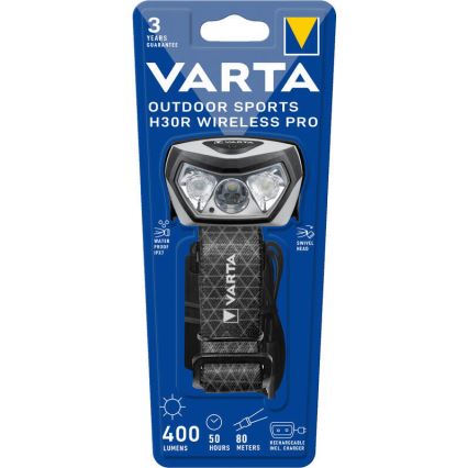 Varta 18650101401 - LED Dimmerabile ricaricabile lampada da testa con ricarica wireless OUTDOOR SPORTS LED/5V 1800 mAh IPX7