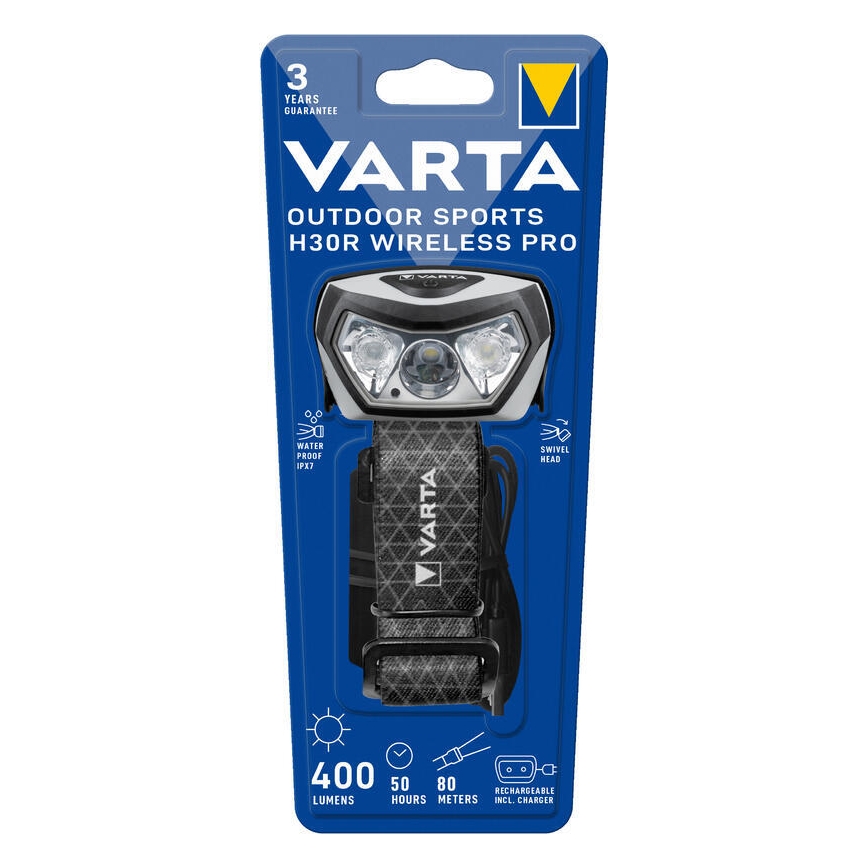 Varta 18650101401 - LED Dimmerabile ricaricabile lampada da testa con ricarica wireless OUTDOOR SPORTS LED/5V 1800 mAh IPX7