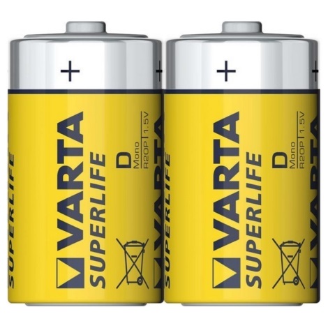 Varta 2020 - 2 pz Batteria a zinco-carbone SUPERLIFE D 1,5V