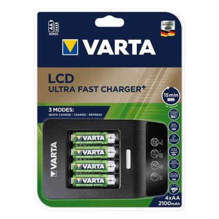 Varta 40084 - Caricatore intelligente LCD ULTRA FAST+ 4xNiMH AA 2100 mAh 230V